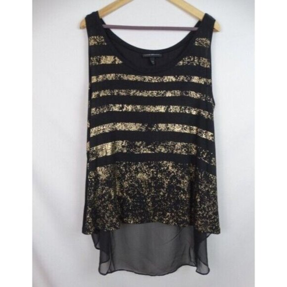 Lane Bryant Women's Top Plus Size 18/20 2X Black Gold Striped Sleeveless Shirt - Picture 1 of 11